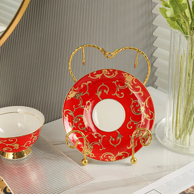 Storage Rack Luxury Tea Cup And Saucer Display Rack Metal Coffee Tea Cup Sets Coffee Storage Box Simple Suitable For Tray Tea