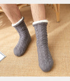 Thermal Socks Mens Winter warm Home Soft Male Cotton Thickened Plus Velvet Sleeping Anti Skid Grip Short Floor Slipper Sock
