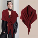 Fashion Solid Color Knitted Shawl Soft Neck Wrap Sweater Shawl Cape Winter Warm Thickened Wool Blended Shawl