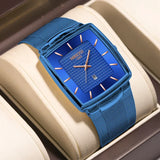 NIBOSI Mens Watches Top Brand Luxury Square Quartz Watch Men Slim Mesh Waterproof Sport Wristwatch Date Luminous Reloj Hombre