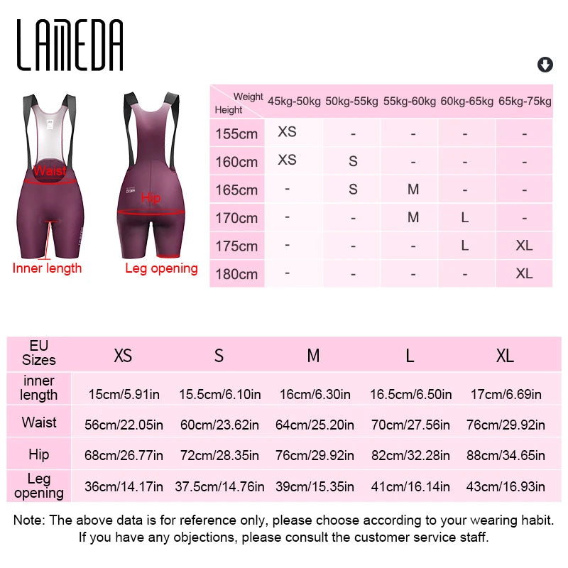 Lameda Bib Pants Shorts Women Cycling Seamless Breathable Cycling Bibs With Comfortable Pad Women's Cycling Shorts