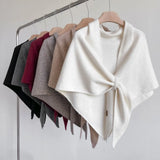 Fashion Solid Color Knitted Shawl Soft Neck Wrap Sweater Shawl Cape Winter Warm Thickened Wool Blended Shawl