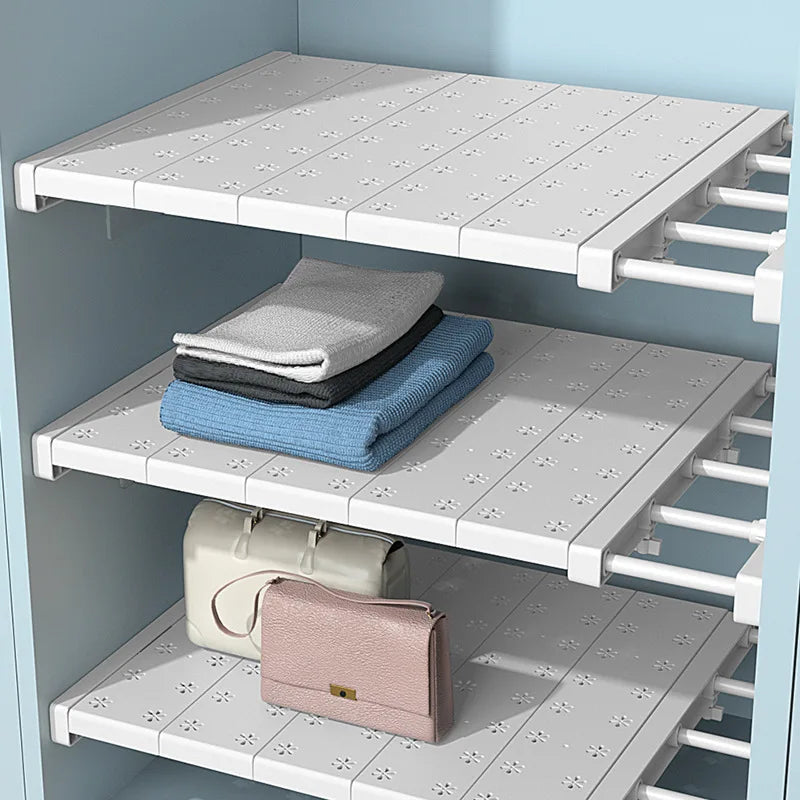 Adjustable Closet Organizer Shelf Set for Clothes ,Expandable Cabinet Divider for Dorm, Shoe Rack, Wardrobe Kitchen Storage Rack