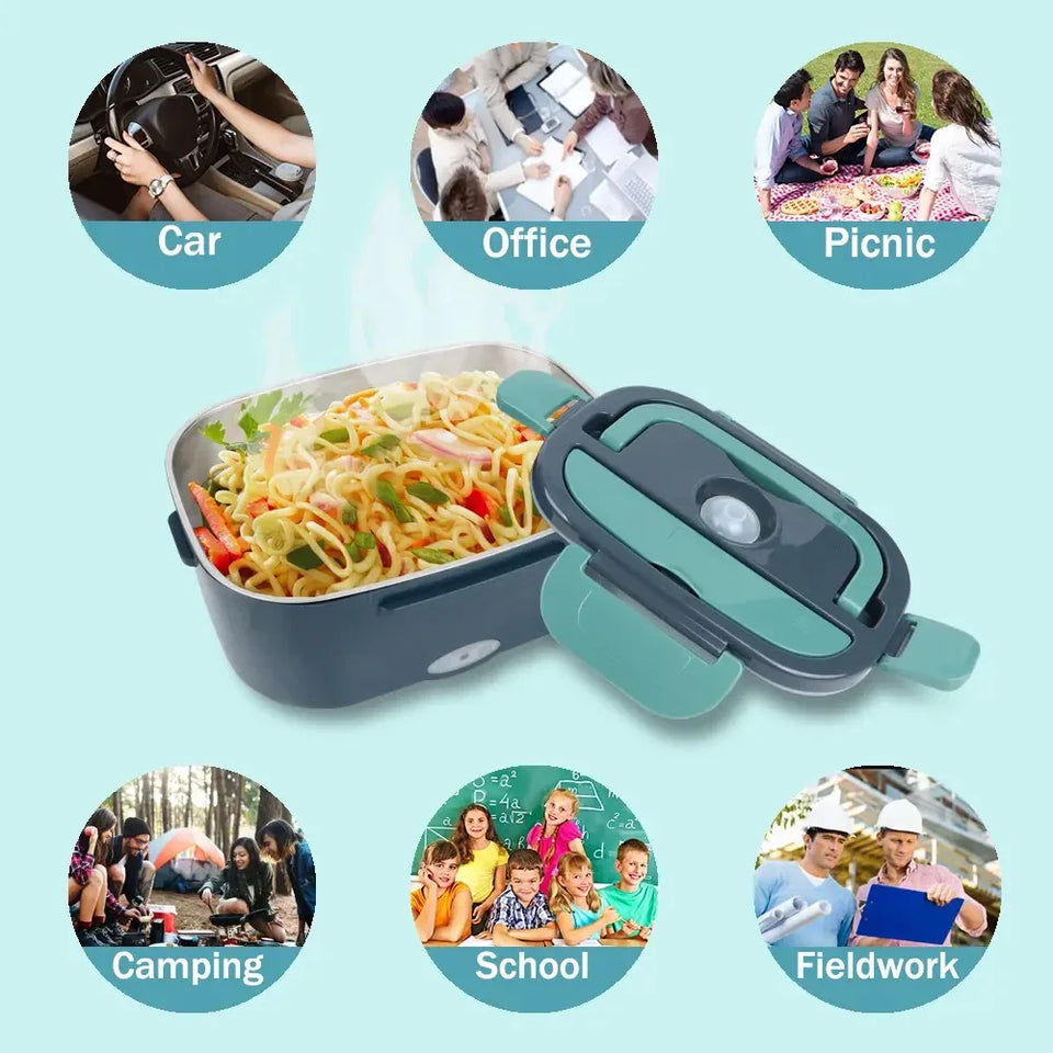 1.5L Electric Lunch Box – Portable Food Warmer for Office & Car, 304 SS Inner Pot, 60W Efficient
