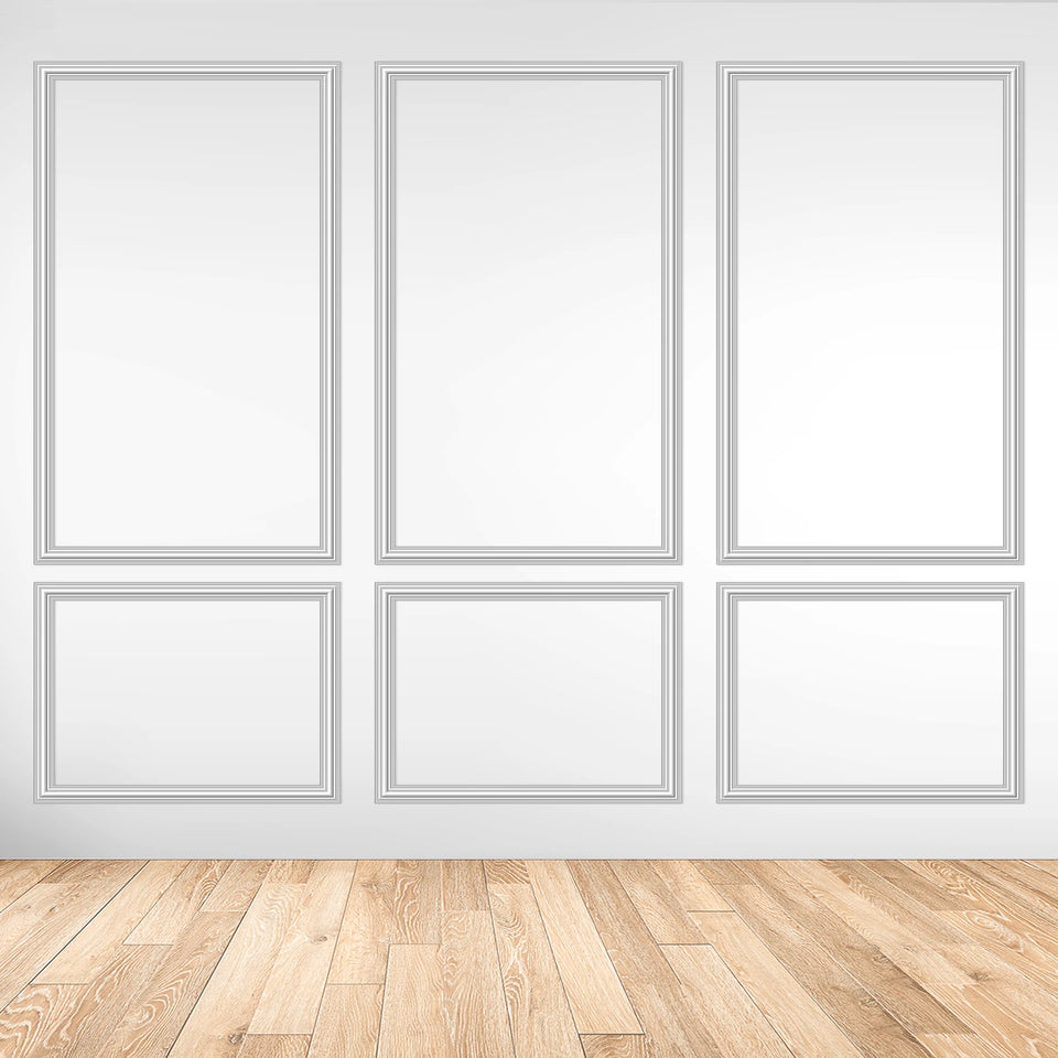 Pre-Cut Wainscoting Panel Kit, 3-Piece Wall Molding for Living Room Bedroom Accent Wall, Glue Installation, DIY Home Decor