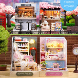 Coffee Shop Wooden Mini Doll House DIY Small House Kit  3D Puzzle Assembly Toy Miniature Dollhouse With Furniture Lighting Gifts