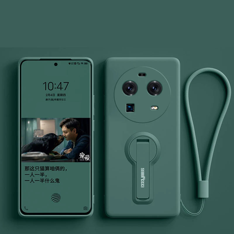 Silicone Phone Case for OPPO Find X6 X9 X8 X7 X5 X3 Pro Ultra Case Soft Back Cover With Holder Bracket Screen Protector