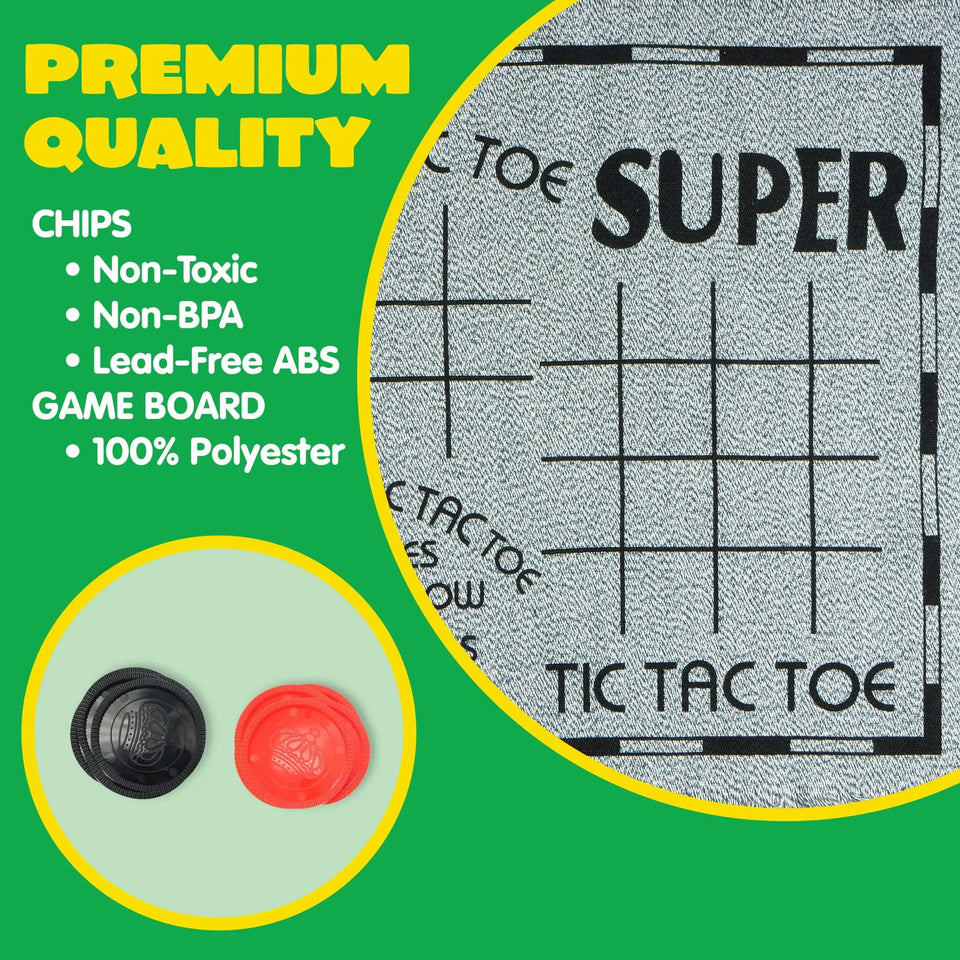 Joyfy 3-in-1 Vintage Giant Checkers Tic Tac Toe Game for Kids Outdoor Games Family Adults Game Toys