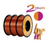 KINGROON Dual-color Silk PLA Filament 1.75mm 2 Color Coextrusion Glossy 3D Printer Filament PLA, 3kg/pack 1kg each spool