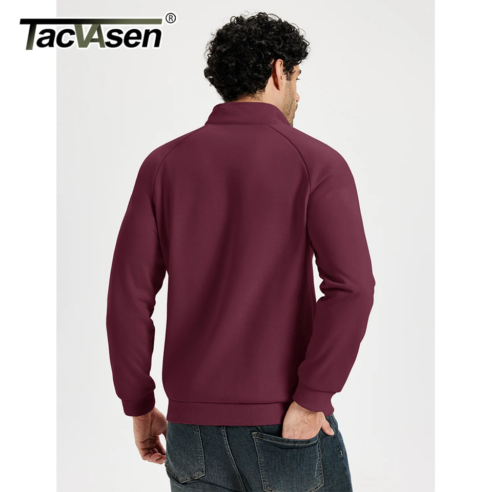 TACVASEN Heavyweight Quarter Zip Pullover Mens Winter Sherpa Lined Athletic Warm Sweatshirt Casual 1/4 Zip Golf Fleece Sweater