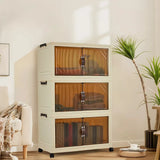 3/4/5-Tier Foldable Storage Cabinet with Lids & Wheels, Stackable Plastic Organizer for Closet, Bedroom, Office & Kitchen