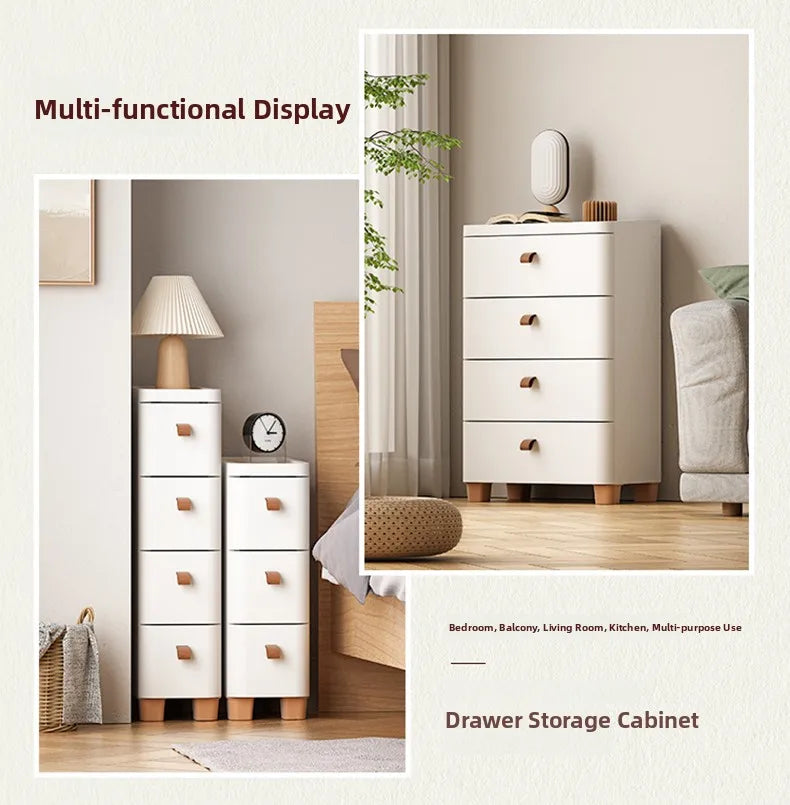 Narrow Space Storage Cabinet Drawer Style Kitchen Bathroom Multi-layer Organizer Shelf Wall Mounted Rectangular Plastic Storage