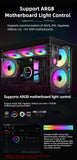 COOLCIRC PC Case Fan 120mm ARGB  Mirror Cycle Light Effect CPU Cooler Fan 4PIN PWM 58.36CFM Fan for Computer Water Cooler