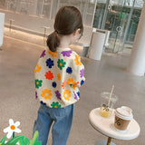 Spring Autumn Baby and Girls Sweet All-Over Flowers Sweatshirt School Kids Outfit Pullover Tops Child Workout Jumper 1-12 Years