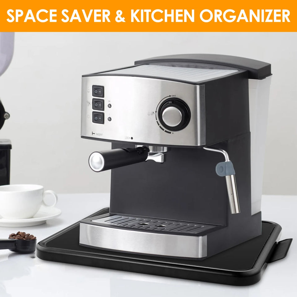 Kitchen Appliance Sliding Tray with Smooth Wheels Below Cabinet Appliance Rolling Tray Countertop Moving Slider Coffee Tray