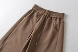 Street Sle High Waist Wide Leg Sport Pants Women's Casual Loose Straight Leg Trousers Coffee Color Trendy Spring Autumn