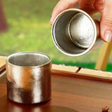 Pure Titanium Double-Wall Mini Coffee Mug,Outdoor Water Cups Silver-Gray Drinking Office Tea Mug 100 ml Luxury-Feel Coffee Cup