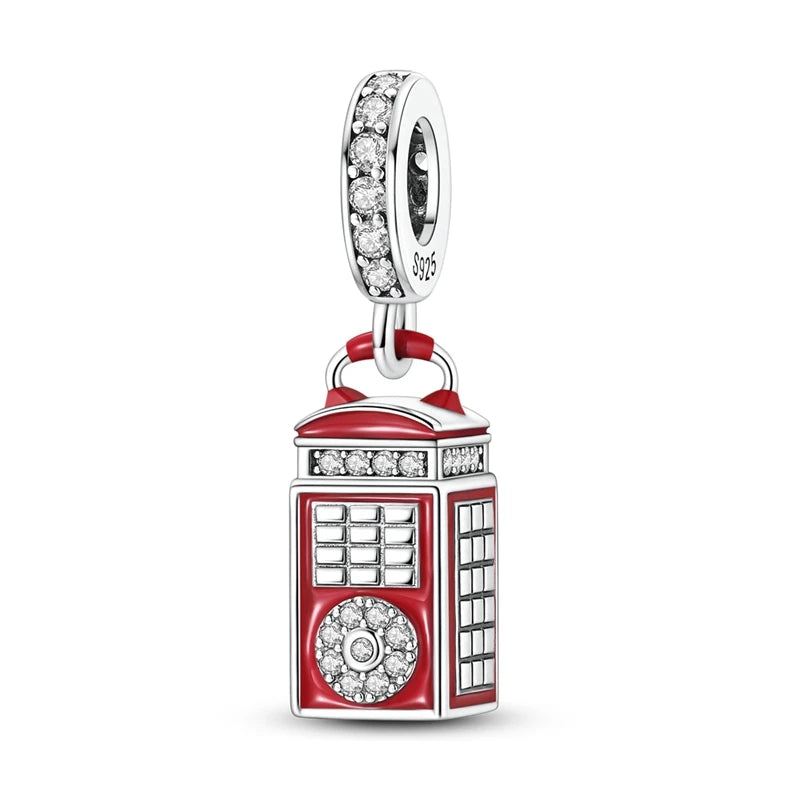 Red Series 925 Sterling Silver Koi Firecracker Dragon Heart Mushroom Coffee Machine Charm Fit DIY Bracelet Necklace Niche Gifts