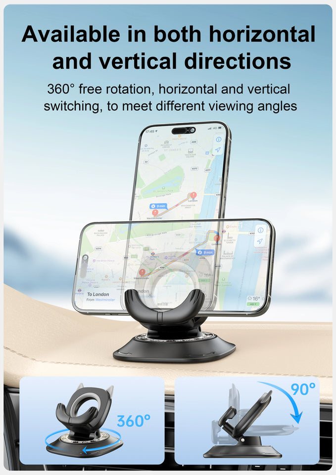 360 Degree Rotating Non-Slip Car Phone Holder Mat Dashboard Cell Phone Stand Compatible with All Smartphones