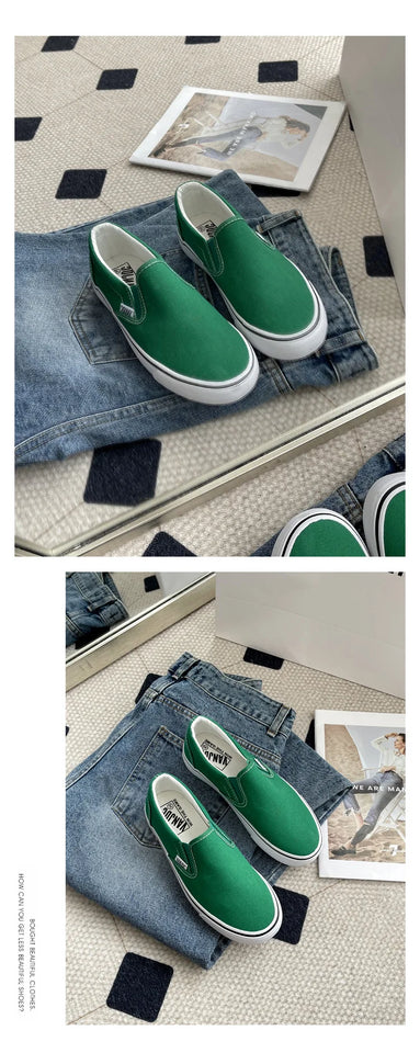 Canvas Shoes Women Couple Slip on Flat Comfortable Casual Shoes Fashion Platform Ladies Vulcanized Shoes Zapatillas Mujer 2025