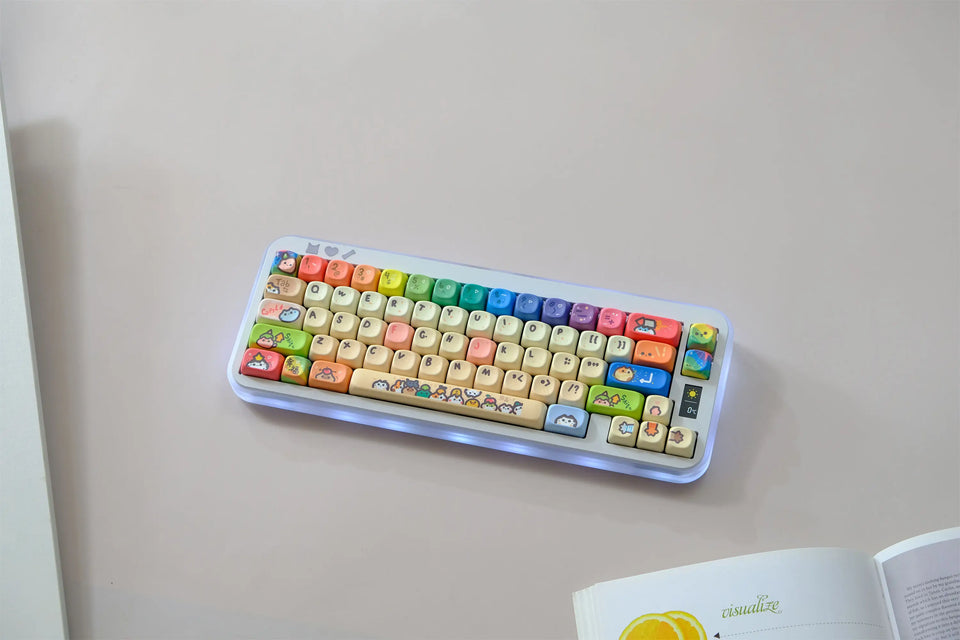 Cat Party Keycaps Set 132 Keys PBT Material Keycaps MOA XOA Profile DYE-SUB For MX Switch Wooting Mechanical Keyboard Keycap