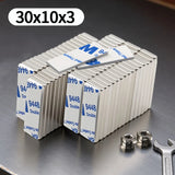 30x10x3mm Powerful Neodymium Magnet Block With double-sided adhesive Super Strong N35 Permanent Magnetic Refrigerator Magnet