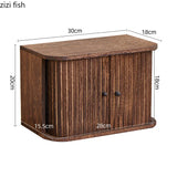 Solid Wood Storage Box Dustproof Display Rack Rolling Shutter Door Tea Cup Storage Rack Cabinet Organizer Desktop Shelf