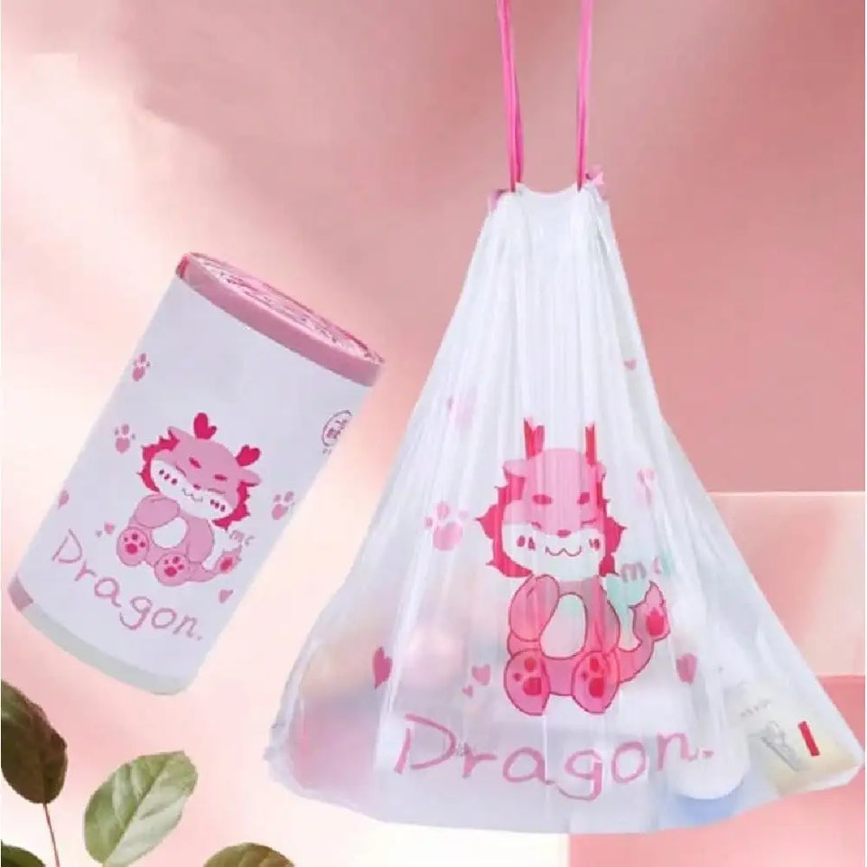 100PCS Cartoon Drawstring Trash Bags, 19.7x17.7in Thickened Unscented Liners for Kitchen, Bathroom, Office