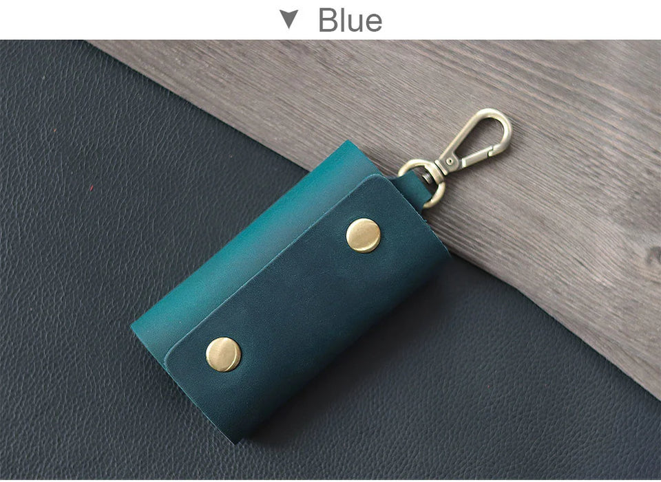 100 % Genuine leather   Multi-function Key Bag High Quality Crazy Horse leather Key Pouch Unisex Leather Business Gift
