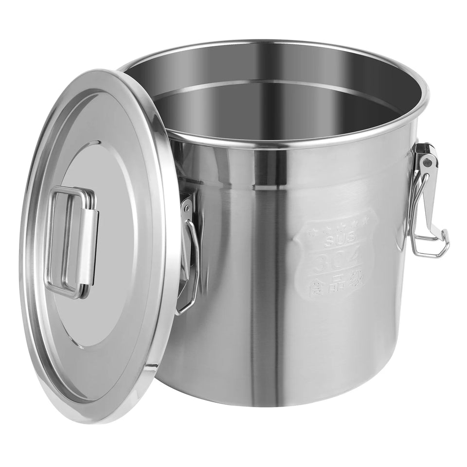12L Stainless Steel Cereal Container Metal Kitchen Rice Oil Storage Bucket Airtight Durable Corrosion Resistant for Flour Cereal