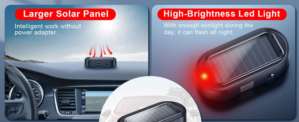 1pcs Car Fake Security Light Solar Powered Simulated Dummy Alarm Wireless Warning Anti-Theft Caution Lamp LED Flash Imitation