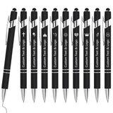 10 pcs Bulk Custom Pens Personalized with Name Engraved Text/Logo Stylus Tip Black Ink Options for Events & Promotions 10/1 pcs