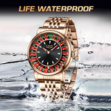 LIGE Creative Luxury Mens Watches Roulette Game Dial Fashion Mens Watch Waterproof Luminous Quartz Wristwatches Rolling Ball