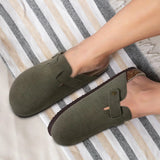 Gacimy Women Fashion Thick Sole Leather Clogs Slippers Classic Women's Mules Cork Clogs Slipper Outdoor Deep Heels Shoes Sandal