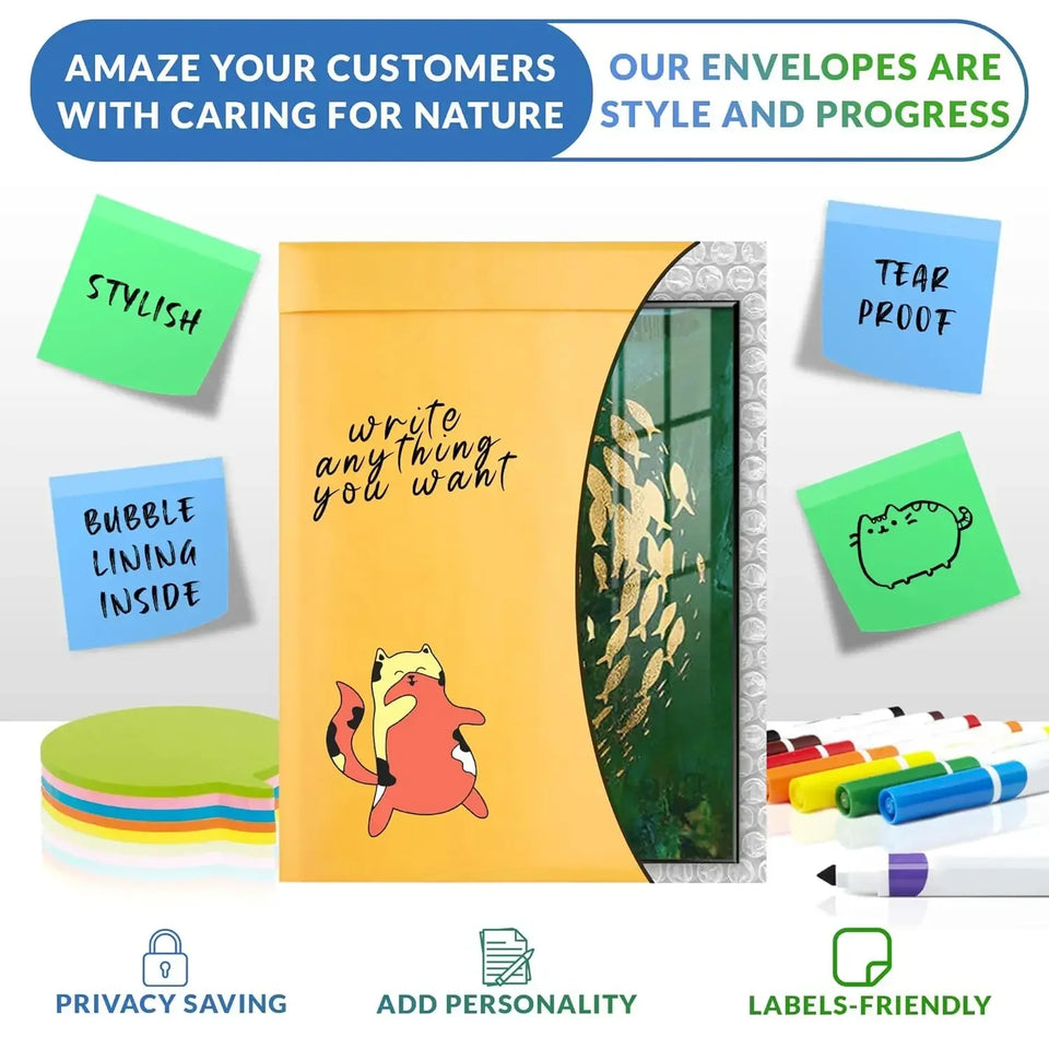 50/30/20/10PCS Kraft Bubble Mailers Envelopes Bags Yellow Seal Adhesive Shipping Bag Waterproof Mailing Business Gift Packaging