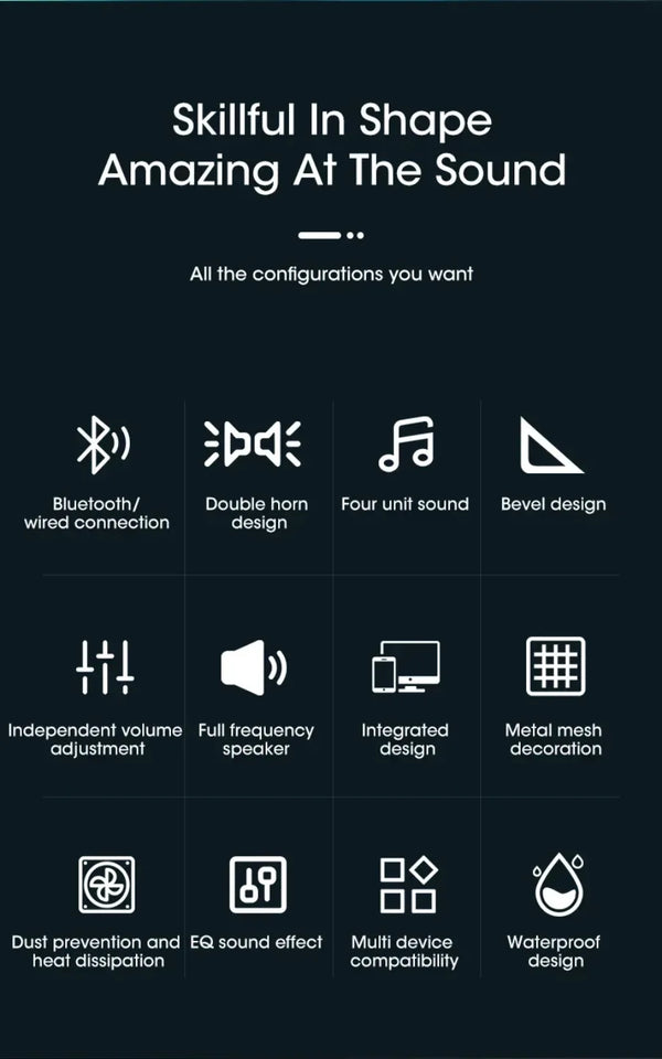 Wireless Bluetooth and PC Soundbar Wired Speaker USB Powered Soundbar for TV Pc Laptop Gaming Home Theater Surround Audio System