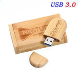 Wedding Gift Usb 3.0 Stick 64GB Custom logo Wooden Box Flash Drives 32GB Pendrive Free sample U Disk 16GB 8GB 4GB Memory Stick