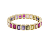 New Arrivals Geometric Bohemian Rainbow Cubic Zirconia Stretchy Stretch Tennis Bracelet Fashion Gold Plated Jewelry For Women