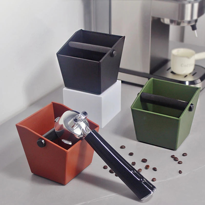 Shock-Absorbent Coffee Knock Box Anti-slip Espresso Dump Bin For Coffee Grounds With Removable Knock Bar Coffee Grind Waste Bin