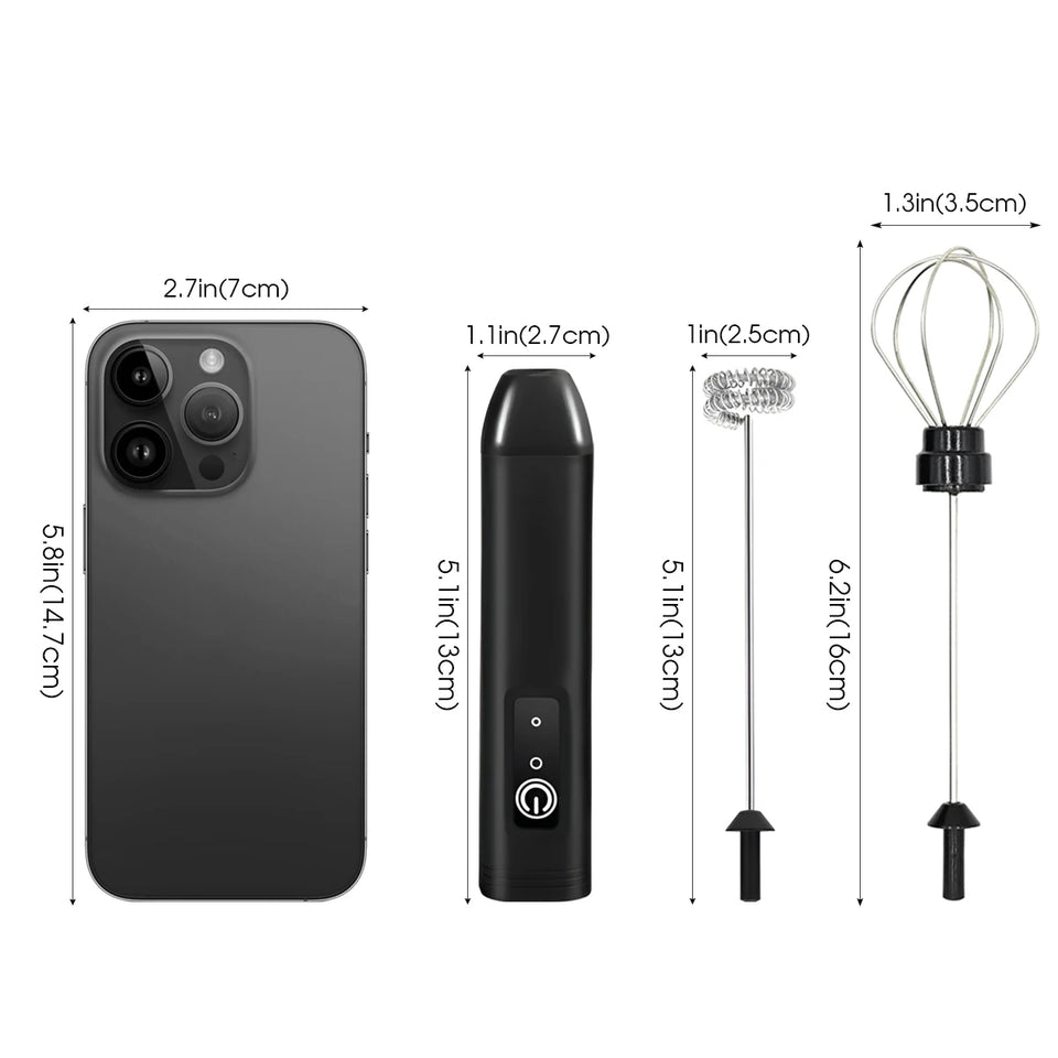1Pc Electric Milk Frother Coffee Milk Frother Coffee Mixer 500mAh USB-Charging Portable Egg Beater Coffee Milk Mixing Blender