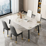 Decorative Furniture Luxury Modern Cheap Marble Stone Metal Restaurant Kitchen Hotel Use Elegant Dining Table Set