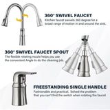 Matte Black Kitchen Sink Faucet with Pull Down Sprayer 1 Handle 2 Hole Mixer Tap Hot and Cold Taps