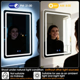 50x70cm LED Bathroom Mirror Vanity Mirrors with Backlit Lights Fogless Makeup Mirror Wall Mounted with Demister