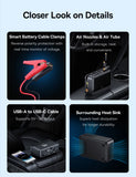 Baseus 4 In 1 Car Jump Starter with LED Lighting 600A Portable Car Battery Charger Power Bank Tire Inflator Pump Air Compressor