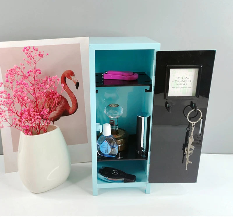 Iron Storage Box Dormitory Storage Cosmetics Paper Money Keys Bank Cards and Other Desktop Small Items Mini Locker Cabinet