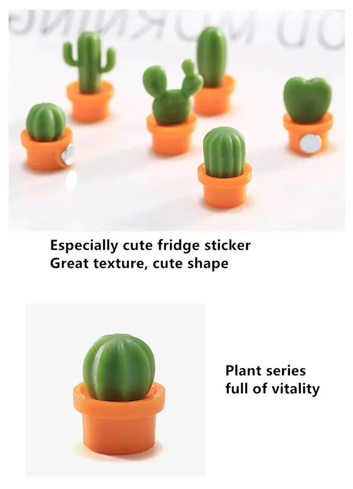 6Pcs/Set 3D Cute Succulent Plant Magnet Message Sticker for Kitchen Refrigerator Magnet Button Cactus decoration accessories