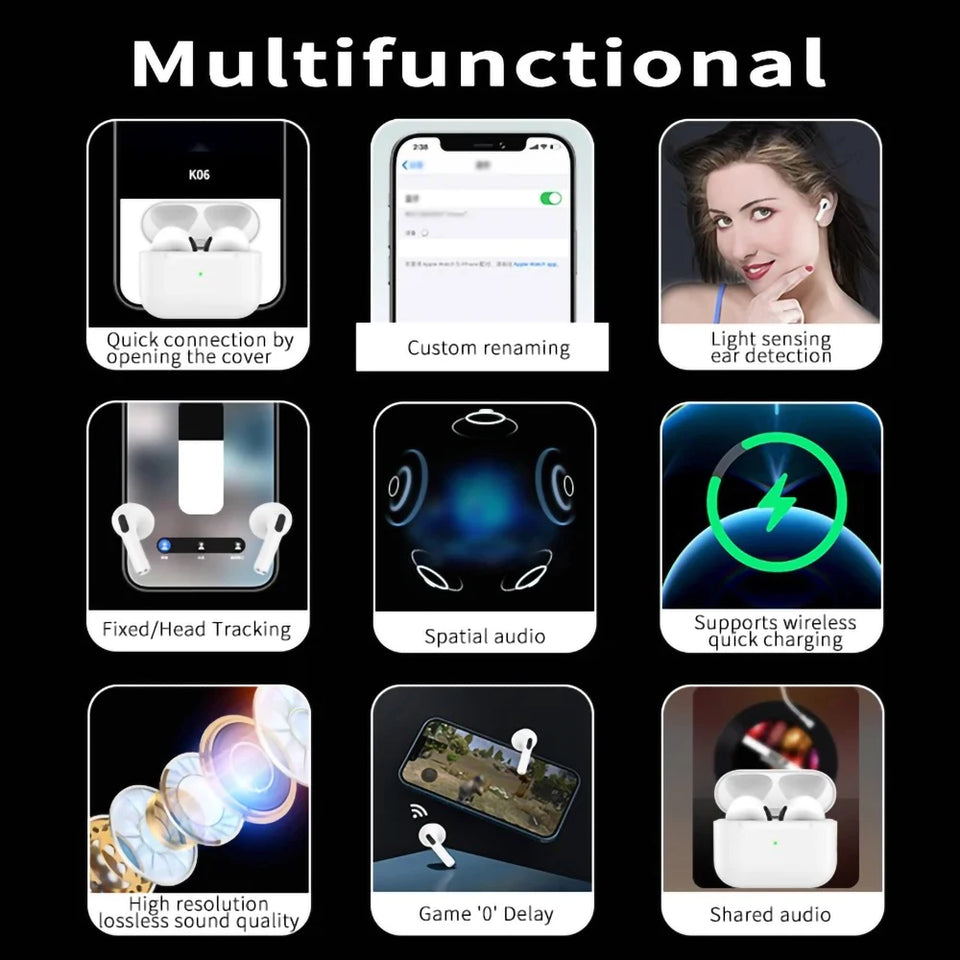 TWS Wireless Bluetooth Earphones ANC Noise Reduction earbuds With Microphone for iOS Android PC