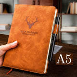 A5 Notebook Student Planning Efficiency Book Business Office Work Conference Notepad 360 Pages 100GSM Font Leather Cover