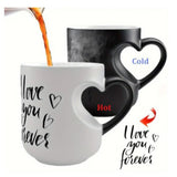 Heat Sensitive Color Changing Heart Handle Mug Strange Rare Mate Couple Valentine's Day Wedding Coffee Mug Cup Festival Gifts