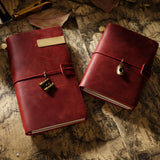 Refillable Leather Travel Notebooks Diary, Retro Handmade Leather Portable Travel Journals Sketchbook for School Office Supplies